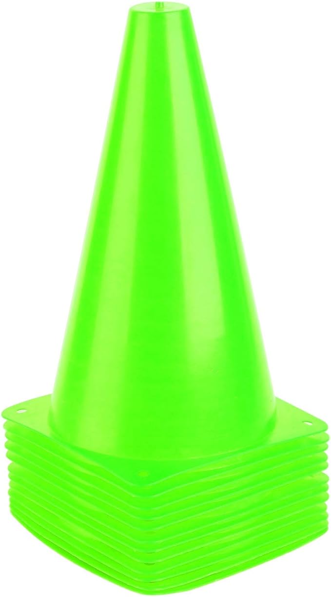 9 Inch Plastic Training Traffic Cones, Sport Cones, Agility Field Marker Cones for Soccer Basketball Football Drills Training, Outdoor Activity or Events - (Set of 10, 12, 15 or 24, 4 Colors)