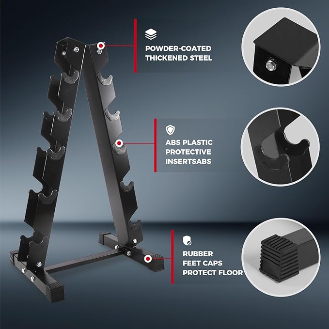 RitFit 250LB/300LB Rubber Hex Dumbbell Sets with Weights Rack, Multiple Color Choices Available, Great Gym Equipment for Home, Strength Training, Workouts