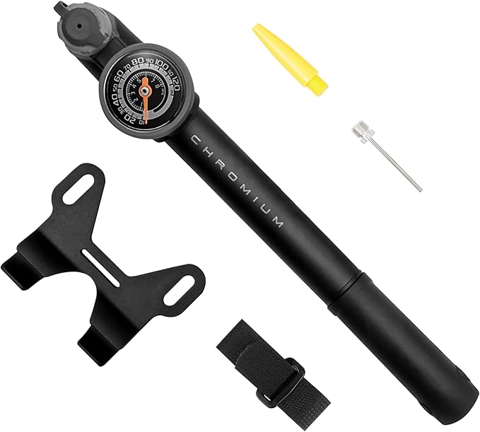 BV Mini Bike Pump Portable Frame Pump, Shock Pump for Bike Shock, Air Ball Pump Inflator with Ball Pump Needles, Mini Pump Fits Presta & Schrader- Smart Valve