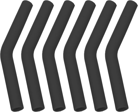 6PCS Silicone Straw Tips Reusable Rubber Straw Covers Replacement Flexible Food Grade Silicone Straw Elbows Tips Extender for 8mm 5/16" Outer Diameter Metal Stainless Steel Straws Accessories(Black)