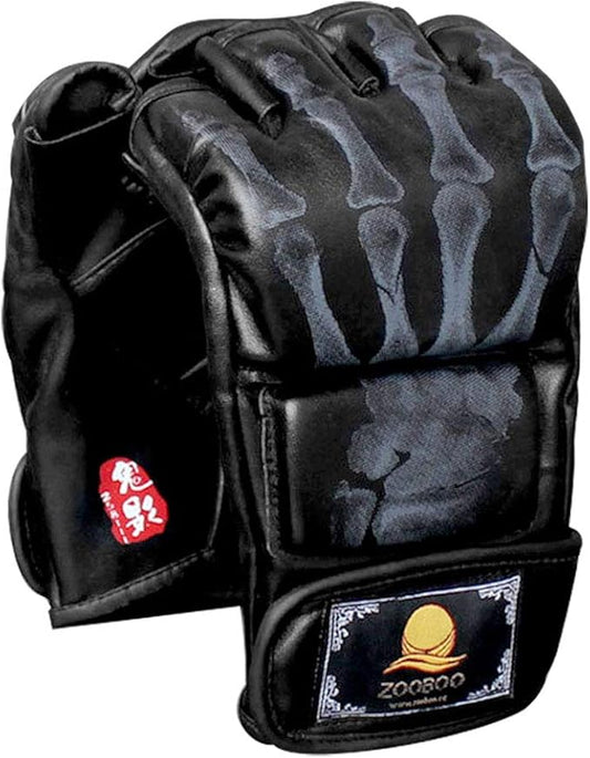 ZooBoo MMA Gloves, Half-Finger Boxing Fight Gloves MMA Mitts with Adjustable Wrist Band for Sanda Sparring Punching Bag Training