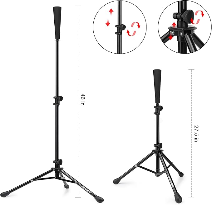 Baseball Tee Batting Tee Softball Tee Portable Travel Hitting Tee,Easy Adjustable Height,Stable Tripod Stand