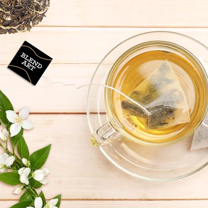 Blendart Jasmine Oolong Tea bags 50 Count | Oolong tea bags for weight loss | Premium High Mountain Oolong Tea leaves | Naturally Caffeinated Tea | Flower Scented Tea | Pyramid Tea bags