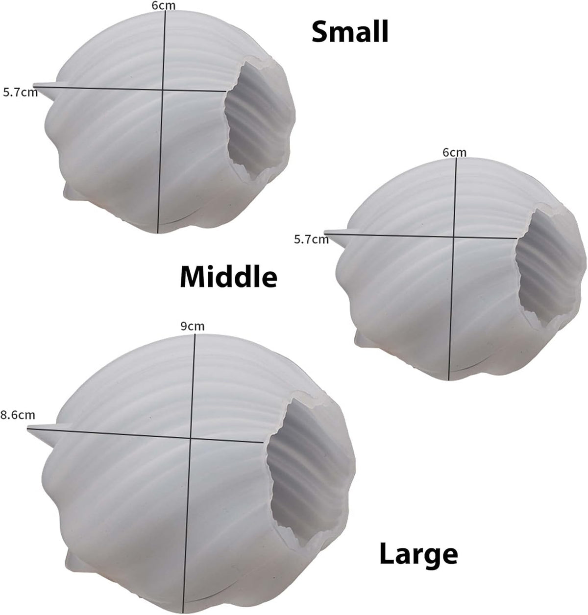 3 Pack Wave Candle Molds - Multiple Size Ball, Spiral & Resin Casting Molds for Soap Making & Home Decor