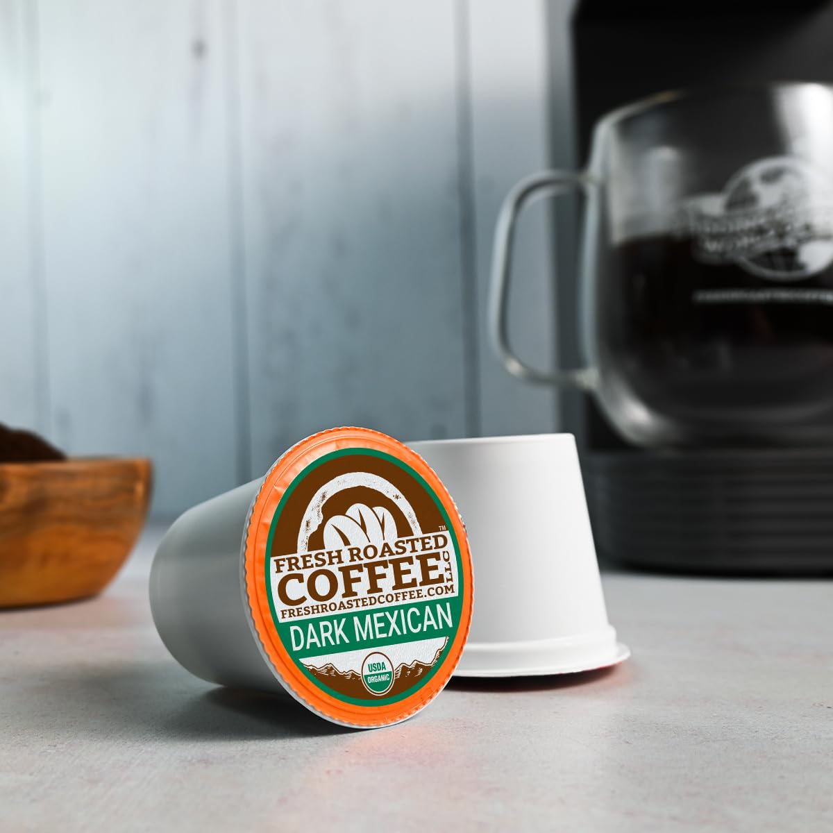 Fresh Roasted Coffee, Organic Dark Mexican | Mold & Myco 3rd Party Tested, USDA Organic, Kosher | Dark Roast 72 Pods for K Cup Brewers
