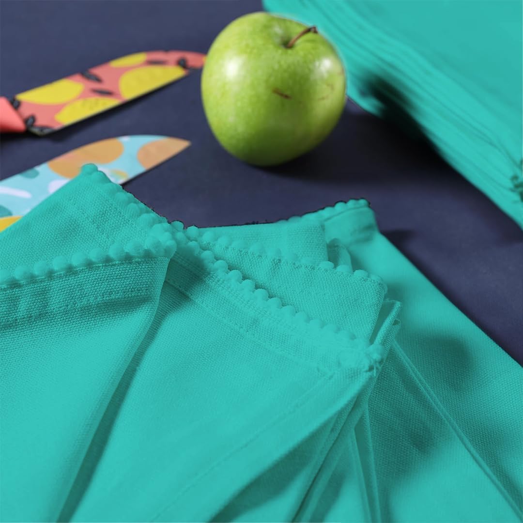 TARAN LIVING Teal Solid 18"x28" Pack of 6 Cotton Kitchen Towels