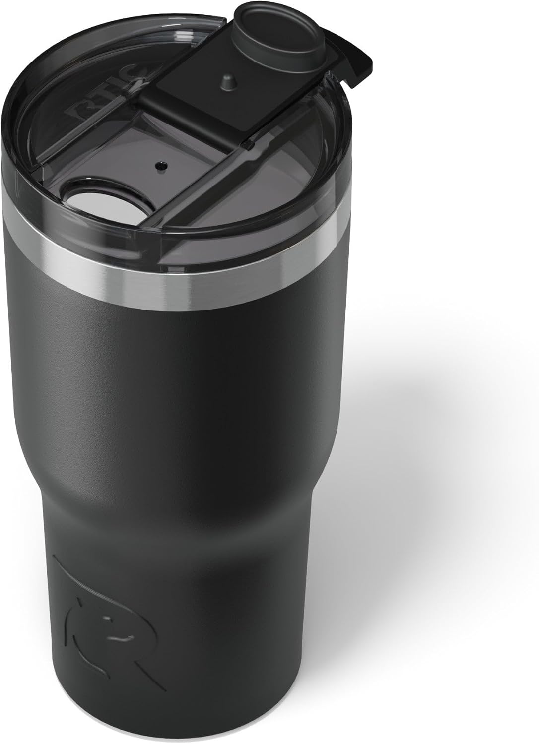 RTIC 20oz Essential Tumbler with Lid, Insulated, Stainless Steel, Metal, Double Wall Vacuum-Insulation, Ceramic Lined, Travel Cup for Iced Coffee, Tea, Hot and Cold Drink, Black