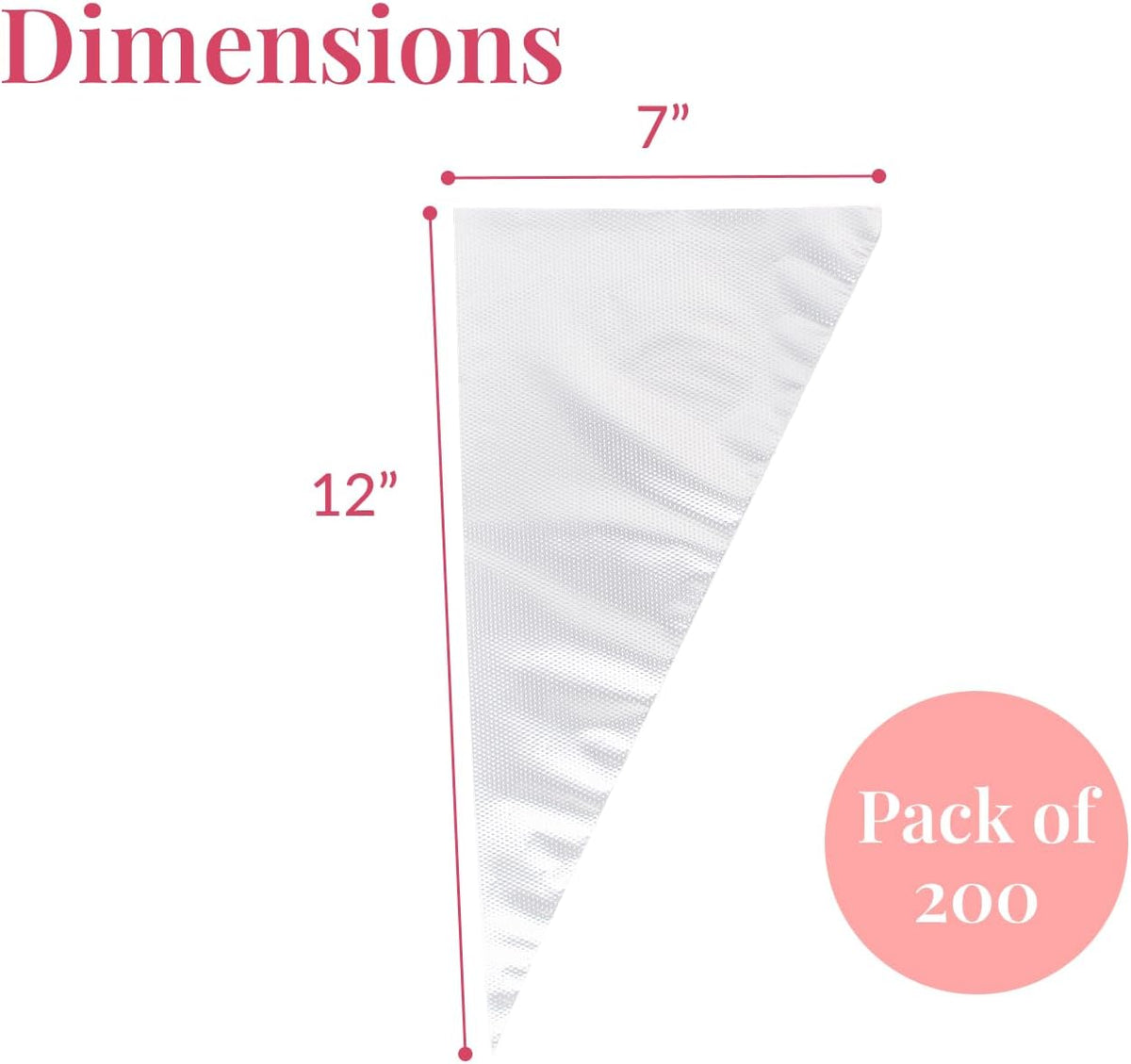 Set of 200 - Anti Burst Piping Bags 12 Inch - Prestee Tipless Icing Bags - Durable Frosting Piping Bag Tools - Pastry and Cookie Decorating Supplies