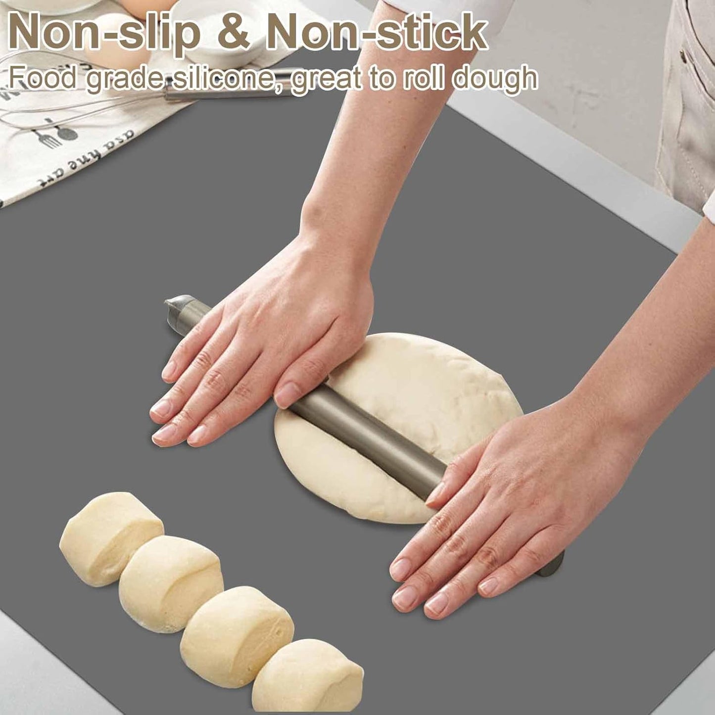 47.2"x23.6"(120cmx60cm) Large Silicone Mat for Kitchen Counter, Non-Slip Heat Resistant Countertop Protector, Waterproof Multipurpose Mat for Kitchen Island, Light Gray