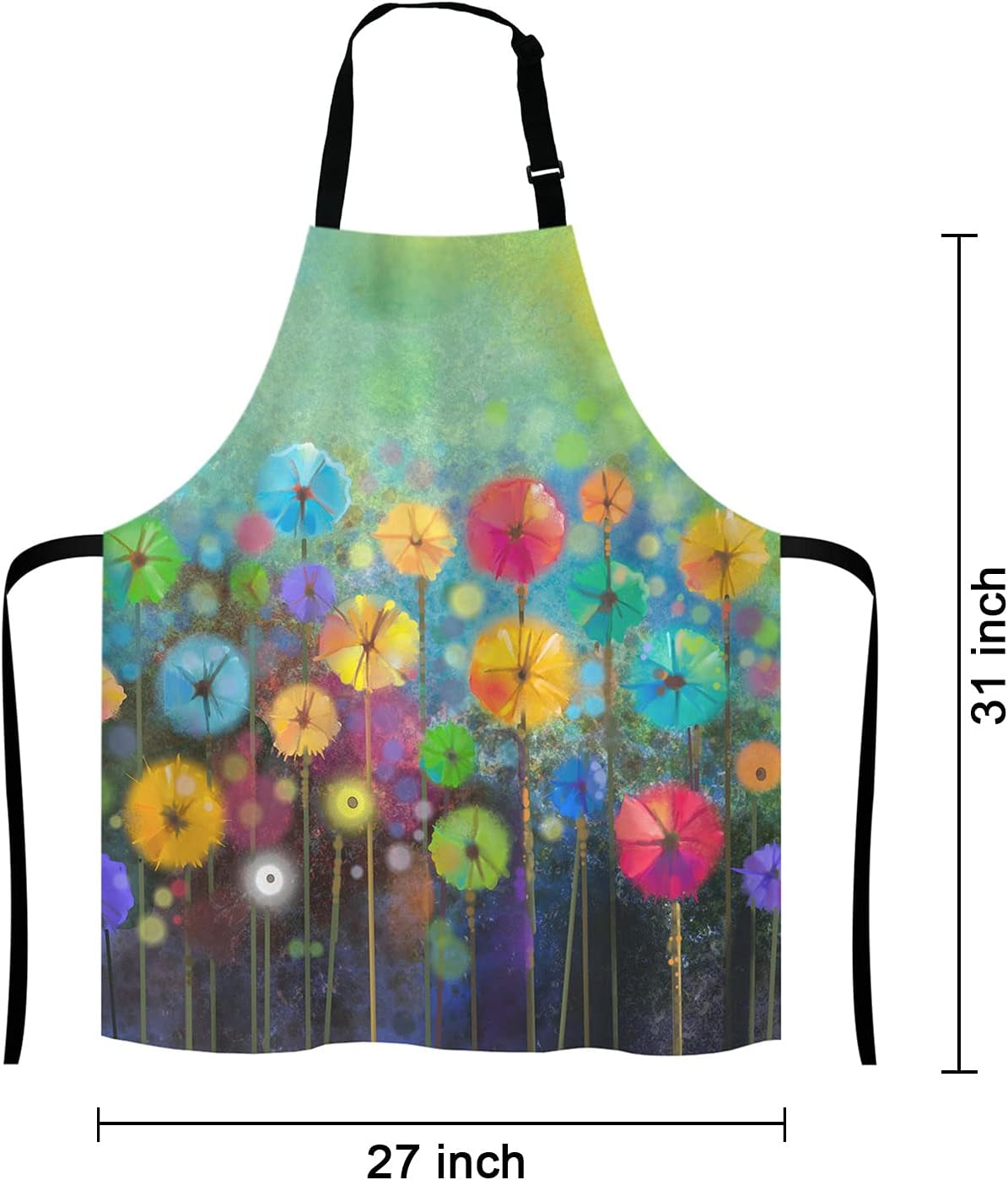 Colorful Spring Petal Flowers Bib Apron with Adjustable Neck for Men Women,Suitable for Home Kitchen Cooking Waitress Chef Grill Bistro Baking BBQ Cobbler Apron