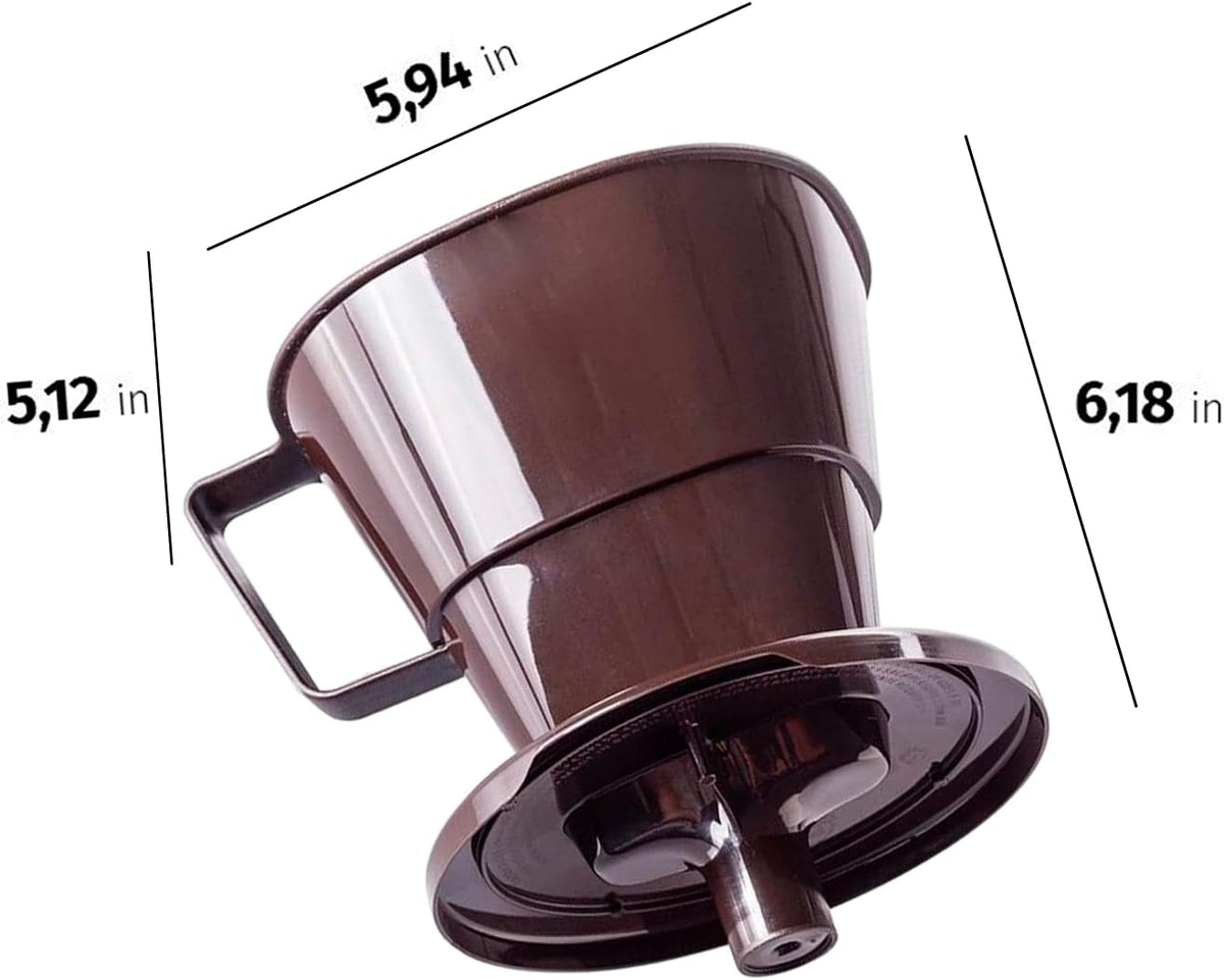 Coffee Filter Holder Brown 700 Ml | Reusable Pour Over Dripper | BPA Free Countertop Brew Tool | Plastic Cone Funnel Carafe Compatible