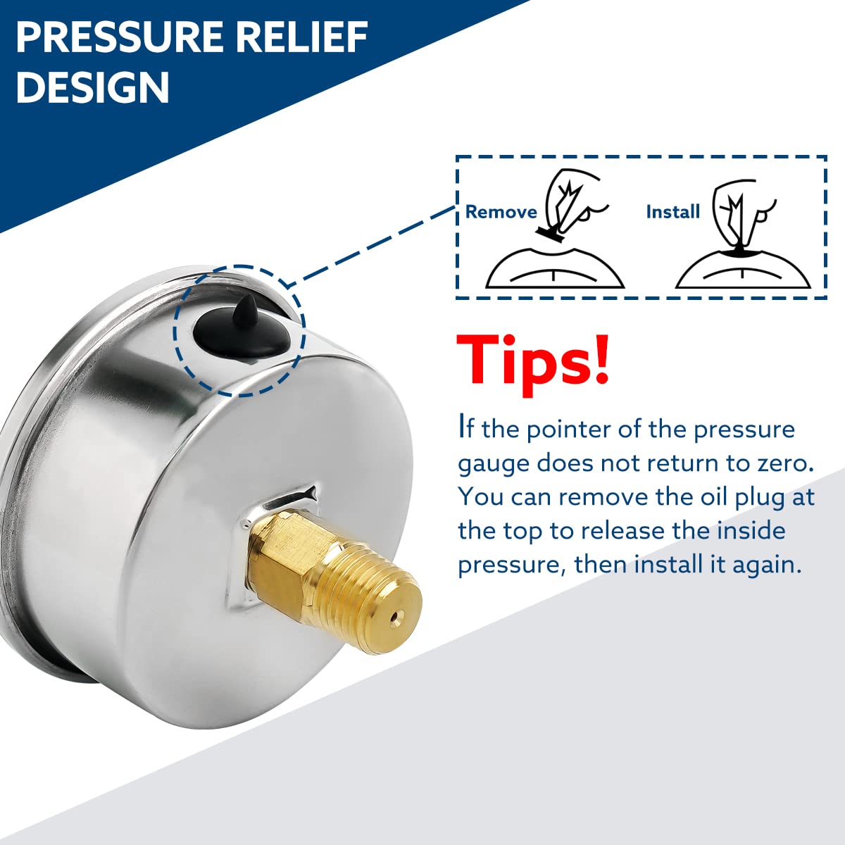 SENCTRL 0-100 Psi Glycerin Liquid Filled Low Pressure Gauge, 2.5" Dial Size, 1/4" NPT Back Mount, Stainless Steel Case, for Water Pump, Pneumatic Air, Well, RV Hose Tank, Pressure Test