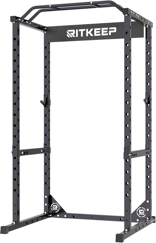 RitKeep Power Rack RMAX 2250 Multi-Function Power Cage for Strength Training - 1200lb Capacity Squat Rack with Multi-Grip Pull-Up Bar, Safety Bars, and J-Hook for Home Gym