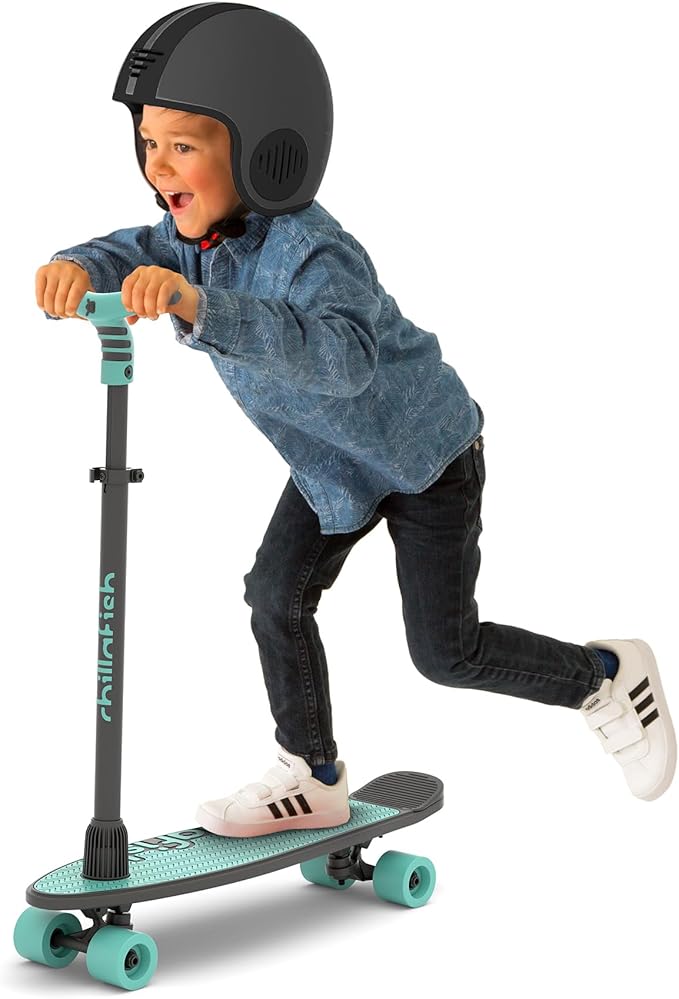 Chillafish Skatieskootie Customizable Training Skateboard and Lean-to-Steer Scooter with Detachable Stability Handlebar, Ages 3+