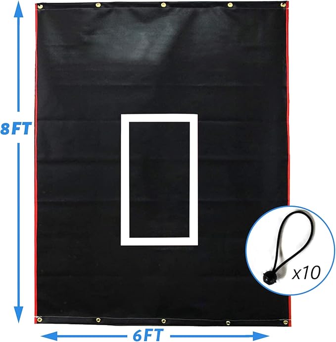 Baseball Batting Cage Backstop with Strike Zone Target - Heavy Duty 4x6/6x8FT PVC Backstop Net for Pitching Practice Backyard Training