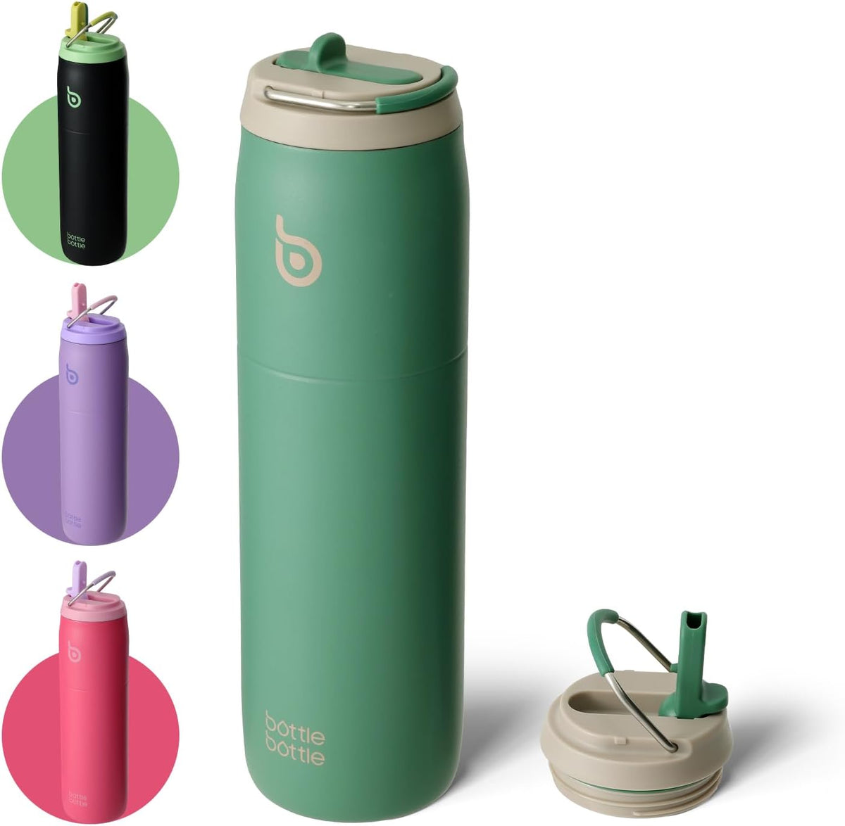 BOTTLE BOTTLE Stainless Steel Water Bottle with Straw Lid and Handle 32 oz Vacuum Insulated Cup for Sports Travel Gym Hiking, Leak-Proof Wide Mouth Water Bottles for Men,forests