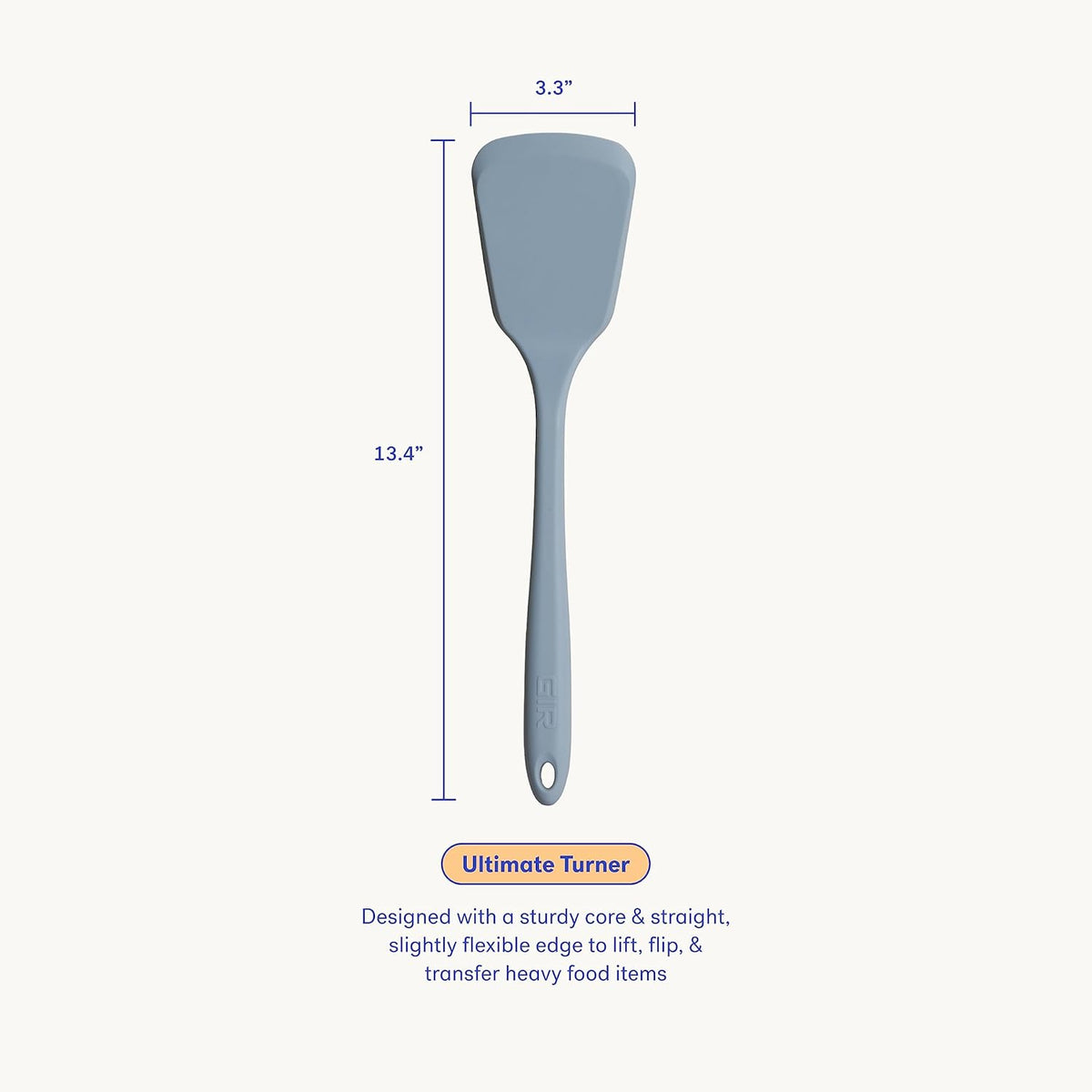 GIR: Get It Right Silicone Spatula Turner - 13-Inch Slate - Heat-Resistant & Non-Stick Core with Flexible Tip - Pancake Flipper - Dishwasher Safe