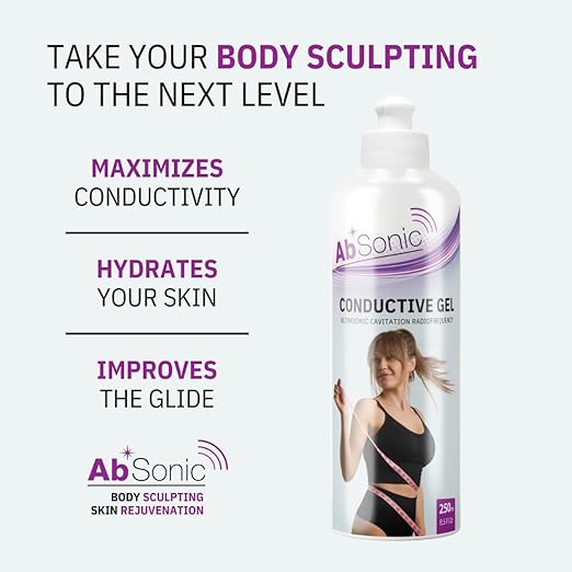 Absonic Conductive Gel for Body Devices: Cavitation, Radiofrequency, Body Sculpting Devices - Paraben-Free, 1-Pack