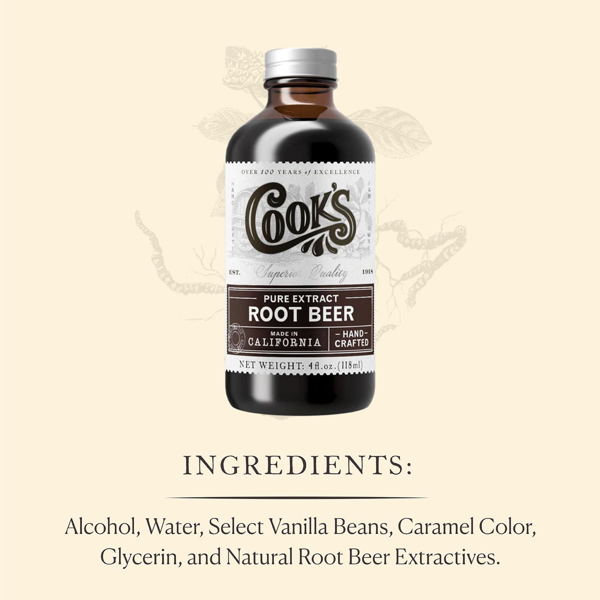 Cook's, Root Beer Extract Flavoring, For Root Beer Making and Baking, 4 Ounce