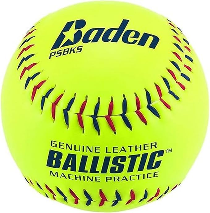 Baden Ballistic Leather Pitching Machine Softball 12" | Reinforced Kevlar Seams for Added Durability | Long Lasting Practice Softball | One Dozen