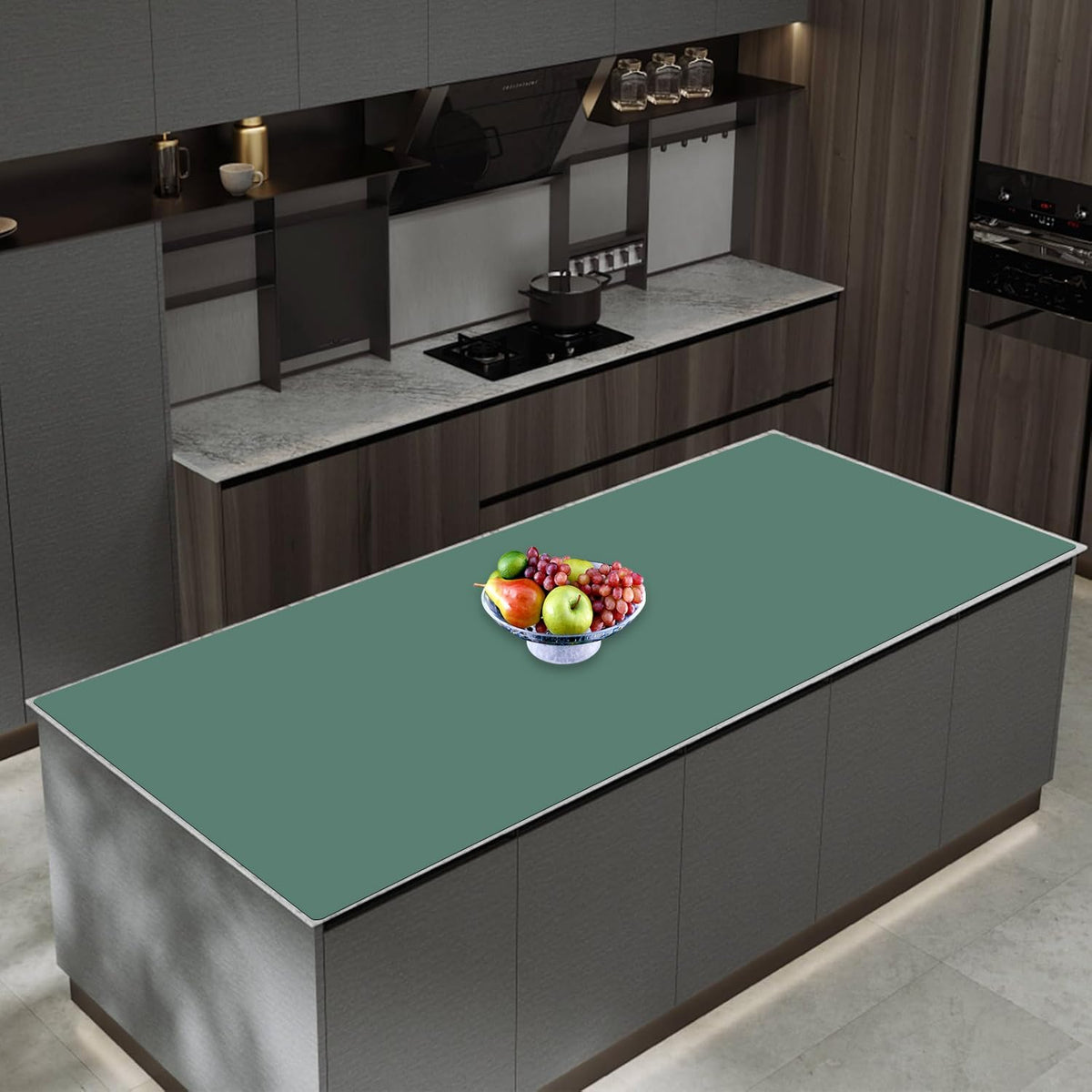 47.3''x23.6''(120cmx60cm) Extra Large Silicone Mat for Kitchen Counter, Heat Resistant Countertop Protector, Non-Slip Waterproof Kitchen Island Mat, Easy to Clean, Green