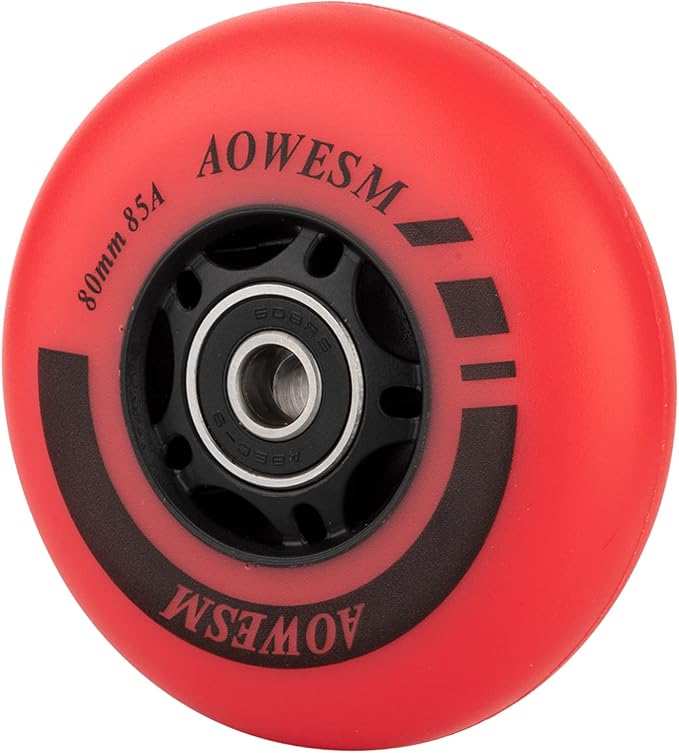 AOWESM Inline Skate Wheels 80mm 76mm 72mm 85a Outdoor Indoor Black Blue Red Roller Hockey Blades Replacement Wheels w/Bearings ABEC-9 and Floating Spacers (8-Pack)