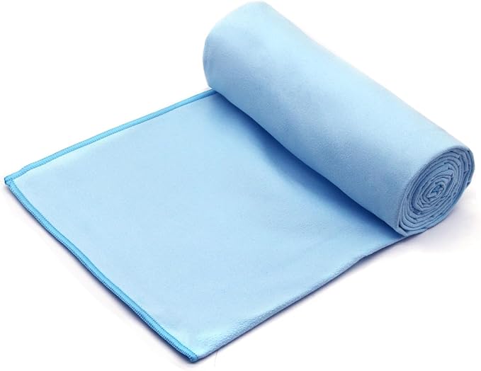 Eunzel Hot Yoga Towel Non Slip Yoga Mat Towel Non-Slip Sweat Absorbent Towel for Hot Yoga, Pilates and Workout 72" x 26.5", Blue