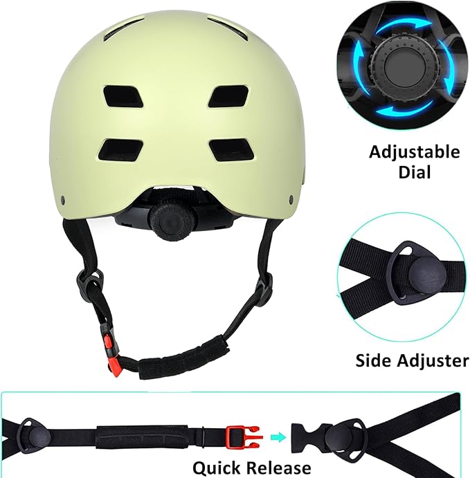 Bike Helmet 3 Sizes for Teenager Kids Youth Adults,Bavilk Skateboard Helmet Adjustable Multi-Sport Bicycle Cycling Scooter Roller Skate Inline Skating Rollerblading for Girls Boys Women Men Teen