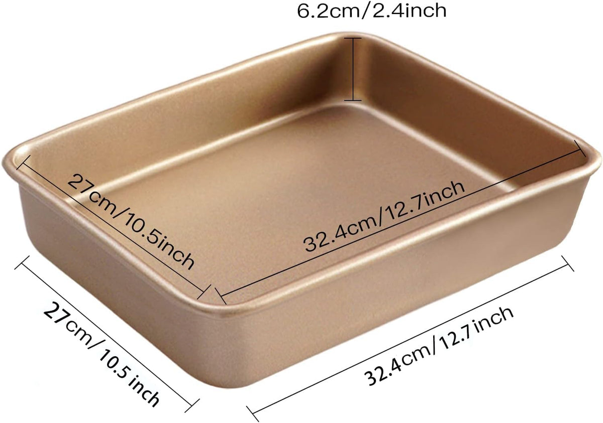 2 Pack Baking Sheet Pans, Deep Size Baking Pan Nonstick Cookie Sheet Brownie Cake Pan Bread Pan Toaster Oven Tray Bakeware, 12.7x10.6x2.4 Inches, Easy Clean & Food Safe (12.7 x 10.6 x 2.4)