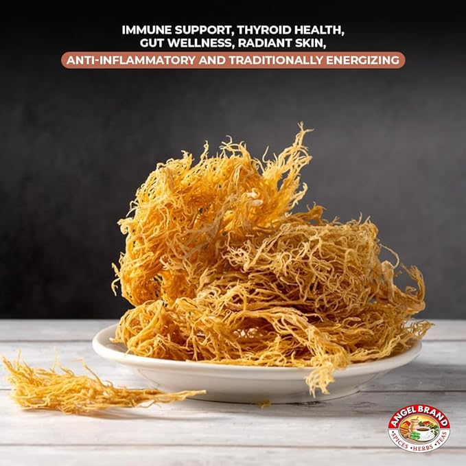 Angel Brand Irish Sea Moss 1 Lbs Pouch - Nutrient Rich Sea Vegetable Harvested from Pristine Ocean Waters - Enhance Wellness Journey with Irish Sea Moss Raw - Perfect for Smoothies & Soups