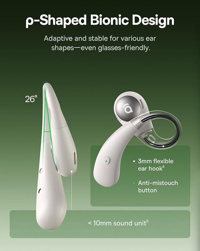 Baseus Eli Sport 2 Open-Ear Headphones Wireless Earbuds,Secure Earhook Sport Design,Ultra-Comfort,4-Mic Clear Calls, IP57 Waterproof,45H Play, Bluetooth 6.0 Earhook Fit Running Workout Gym -Black