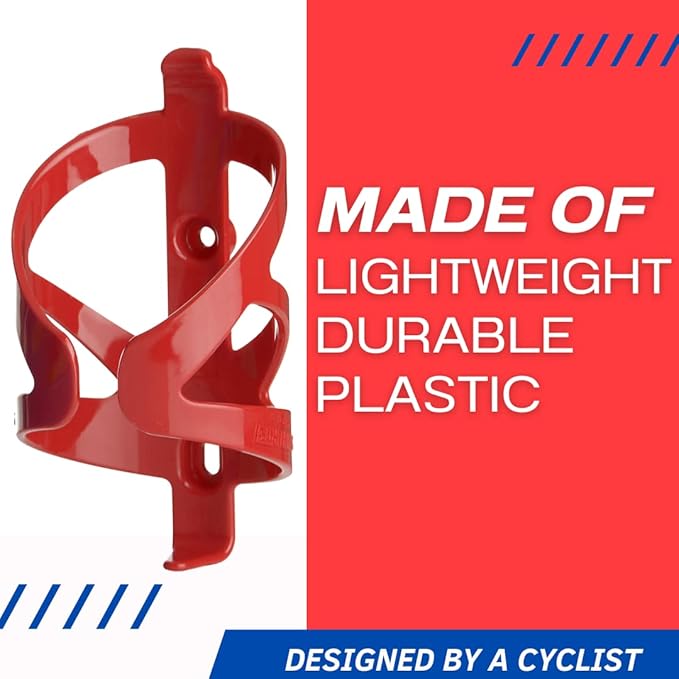 Bike Water Bottle Holder & Bottle Combo – 2-Pack 22 oz Sports Squeeze Bottles with Pull Top Cap & Easy-Install Bike Cage – Made in USA – 50 Strong Brand