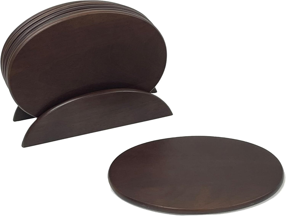 Woodard & Charles 6 Piece Wood Boards with Stand, Perfect for Serving, Sushi, Cheese, Hors D'Oeuvre, Charcuterie, Sandwiches, 7 Piece Set, 9 1/2" x 6 1/2" (Walnut)