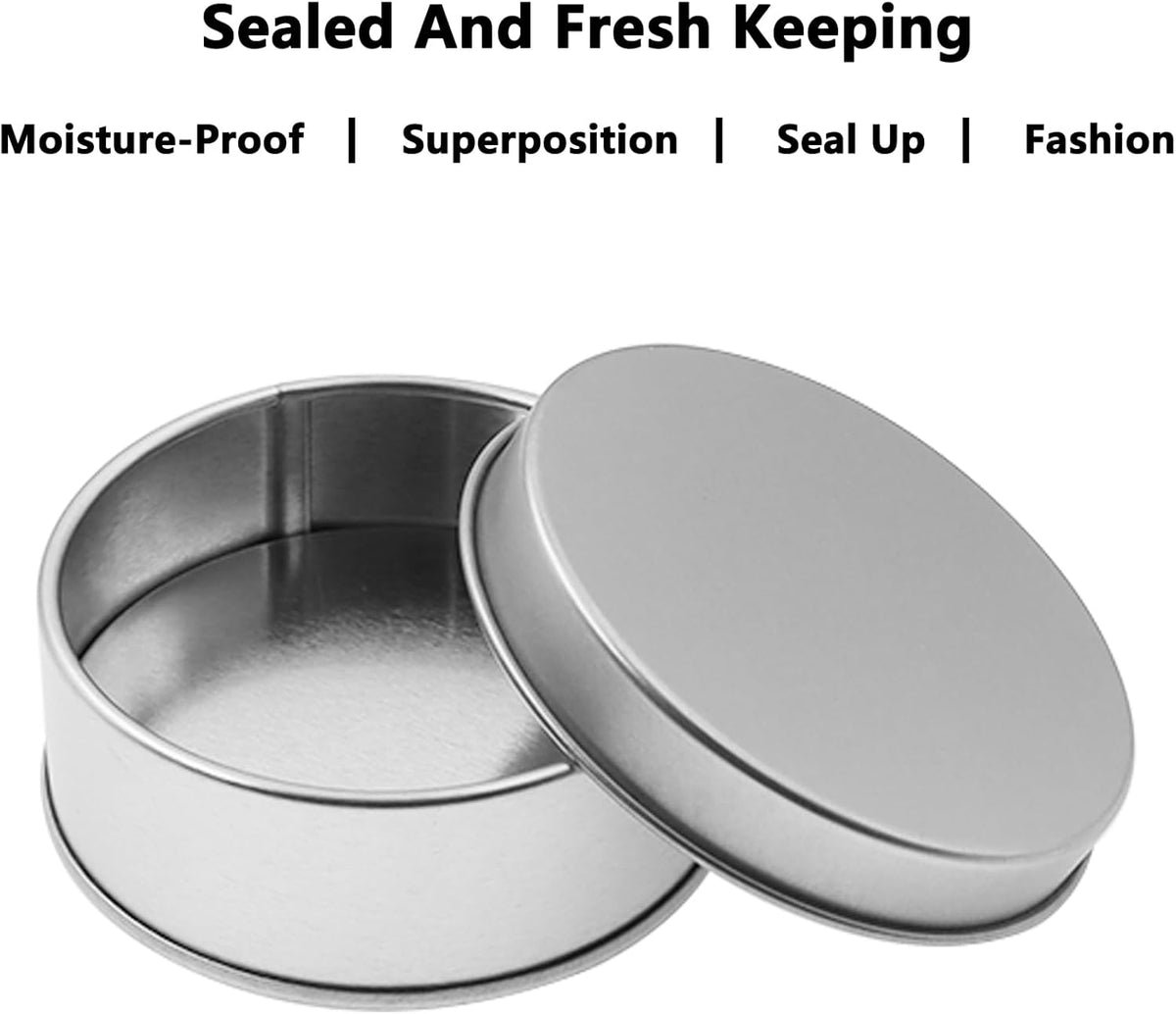 Metal Empty Boxes, Tin Boxes with Lid,Small Silver Tin Boxes,Stackable Organizer Containers,8PCS Storage Tin for Home Outdoor Active Storage Containers