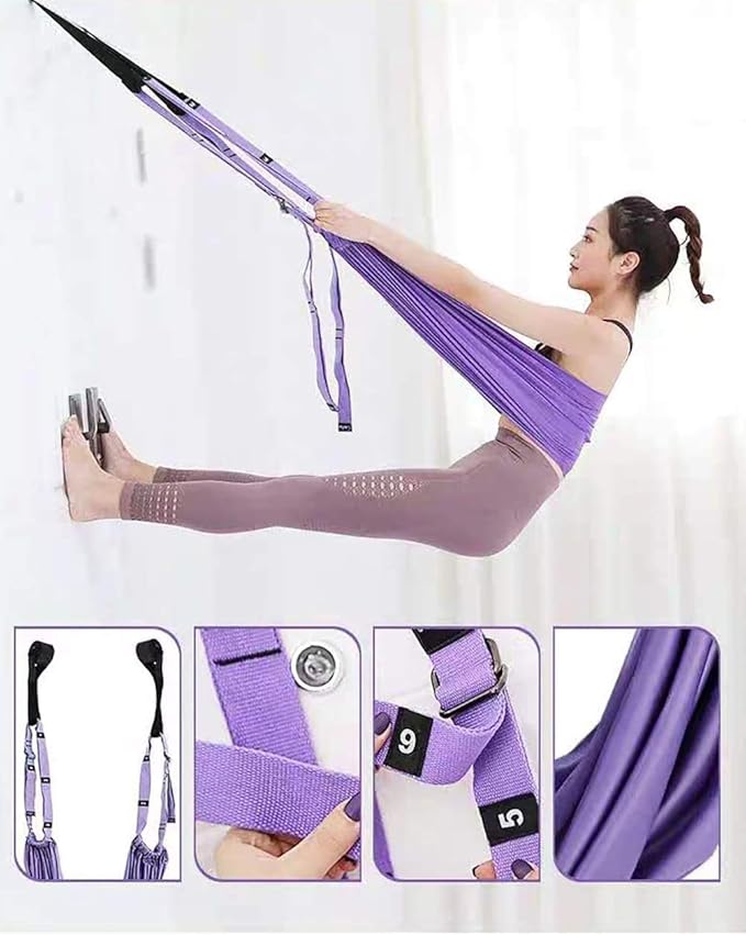Yoga Stretching Strap, Adjustable Height Leg Stretcher Waist Back Stretch Band Aerial Yoga, Anti-gravity Inversion Exercises Door Flexibility Tensile Trainer for Rehab Pilates Dance Splits