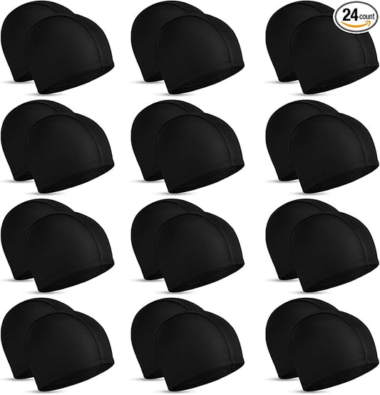 Bonuci 24 Pieces Cloth Elastic Swim Cap Bulk Comfortable Fabric Swimming Hat Elasticity Swimming Pool Cap Lightweight Bathing Caps for Women Men Kids Unisex, Not Waterproof