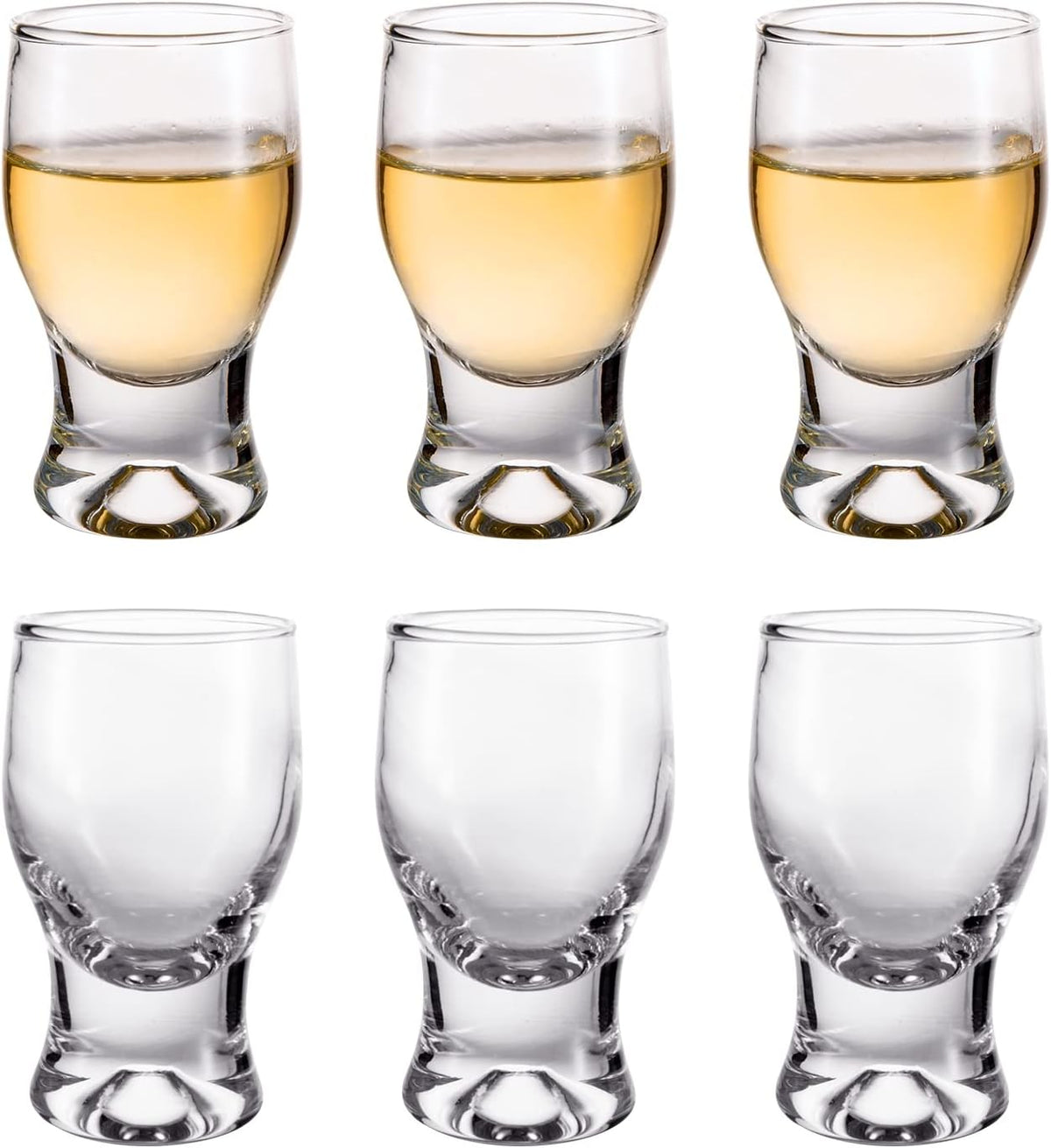 M&N HOME 6 Pack Shot Glass Set, Glass , Cute Shot Glasses, 2 Oz Clear for Wedding , Mini Brandy Sniffers, Liquor Glasses