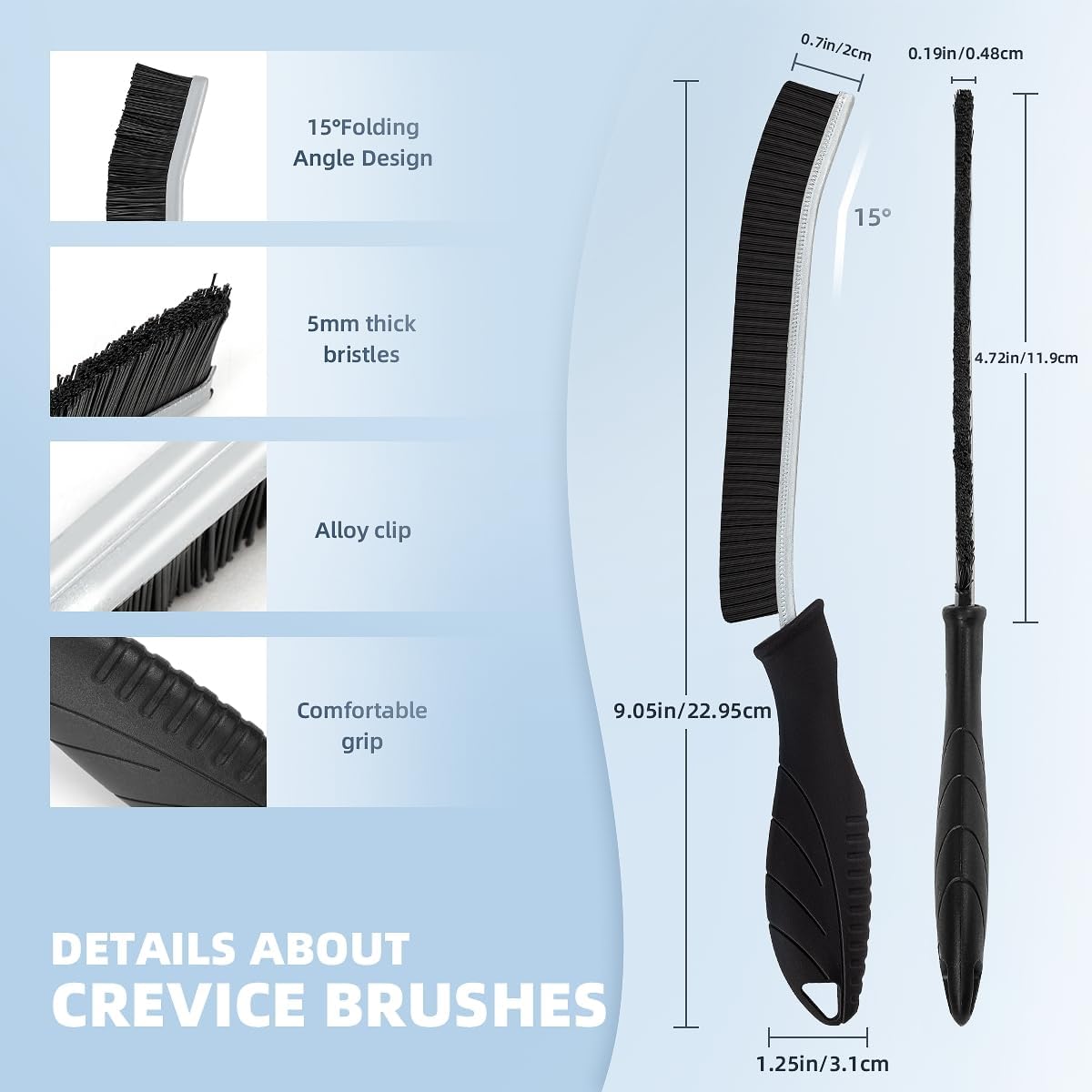 3Pcs Hard Bristle Crevice Cleaning Brush, Scrub Brush, Kitchen Sink Cleaning Brush, Grout Brush, Corner Brush Cleaning Tools for Toilet, Bathroom, Gap, Home, Household, Window (3, Grey)