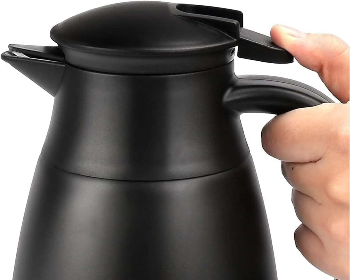68oz Thermal Coffee Carafe, 2 Pack Airpot Insulated Coffee Urns Stainless Steel Vacuum Thermal Pot Dispenser for Coffee, Hot Water, Tea, Hot Beverage - Keep 12 Hours Hot, 24 Hours Cold (Black)