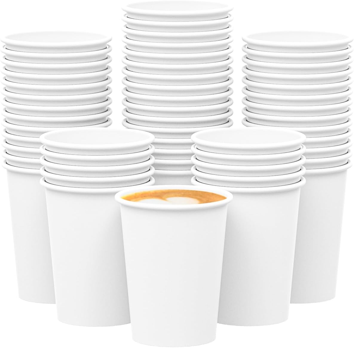 𝟐𝟏𝟎 𝐂𝐨𝐮𝐧𝐭 𝟏𝟐 𝐨𝐳 Disposable White Paper Coffee Cups, To Go Hot Cups for Coffee, Chocolate, Juice, Hot or Cold Beverage Drinking Cup Suitable for Party, Office, Travel, and Events