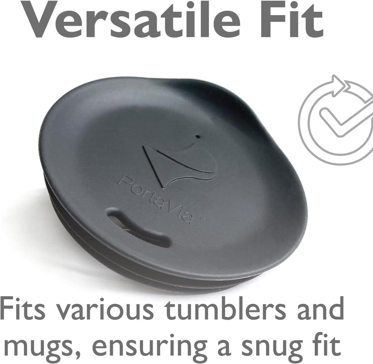 Reusable Coffee Cup Silicone Lid – Fits Most Tumbler, Water Bottle, & Ceramic Coffee Mug Between 2⅝”-2⅞" – Dishwasher-Safe Travel Mug Lid keeps your beverage in your mug (Small - Grey)