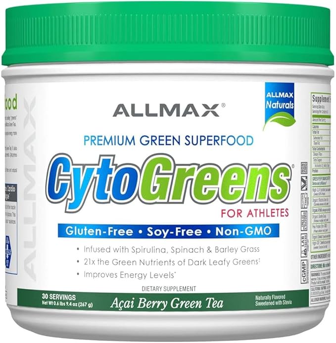 ALLMAX Nutrition - Cytogreens Super Greens Powder, Infused with Spirulina, Spinach & Barley Grass, Supports Immune & Digestive Health, Gluten Free & Vegan, 60 Servings (Acai Berry Green Tea)
