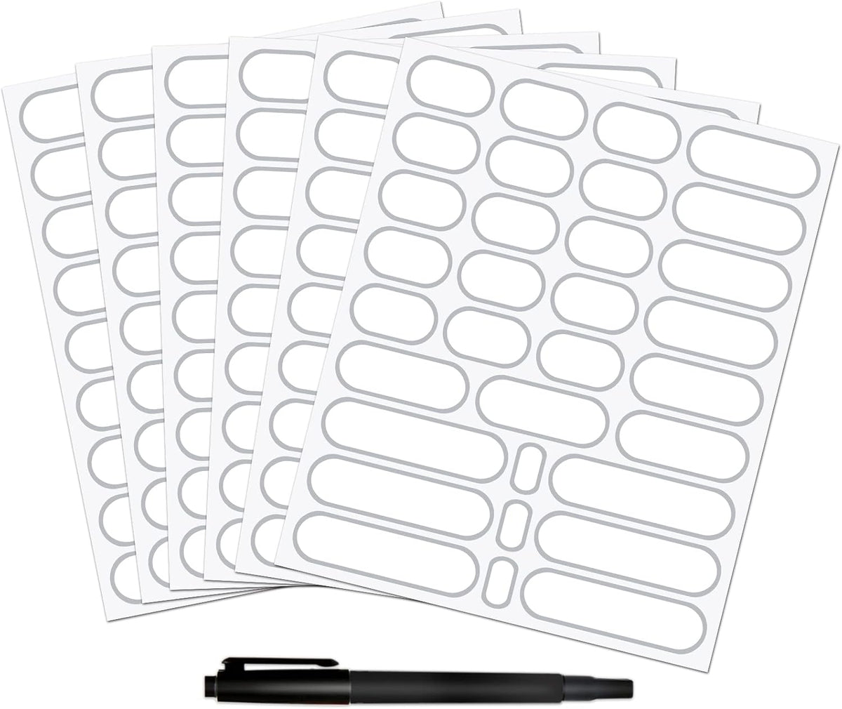 192pcs Labels for Jars Removable Waterproof Write-on Bottle Labels Stickers with Silver Border for Organizing Home Kitchen Pantry Food Storage Containers Spice Jars Jam Cannings, with Marker Pen