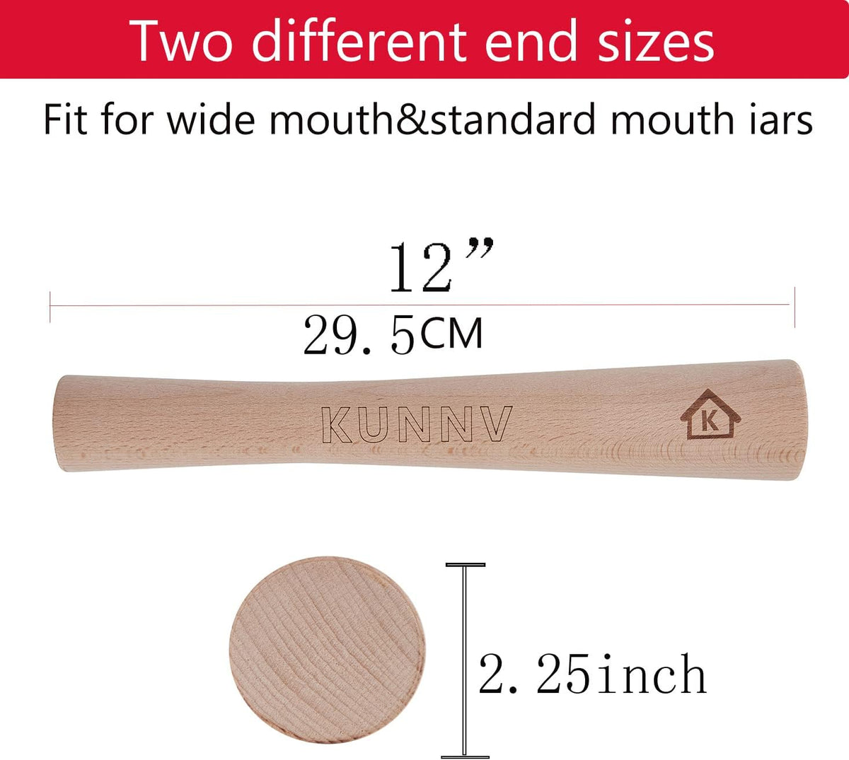 12 inch beech Wood Sauerkraut Pounder Wood Stomper Pusher