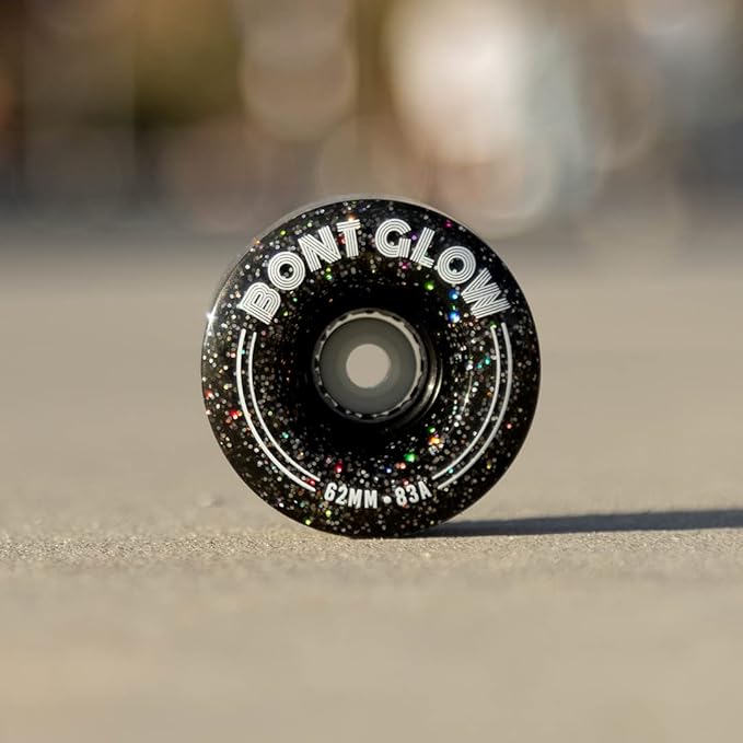 Bont Skates - Glow Light Up LED Quad Roller Skate Wheels - Recreational Street Outdoor Skating - 62x35mm 83A - Set of 4 Wheels (Obsidian Black)