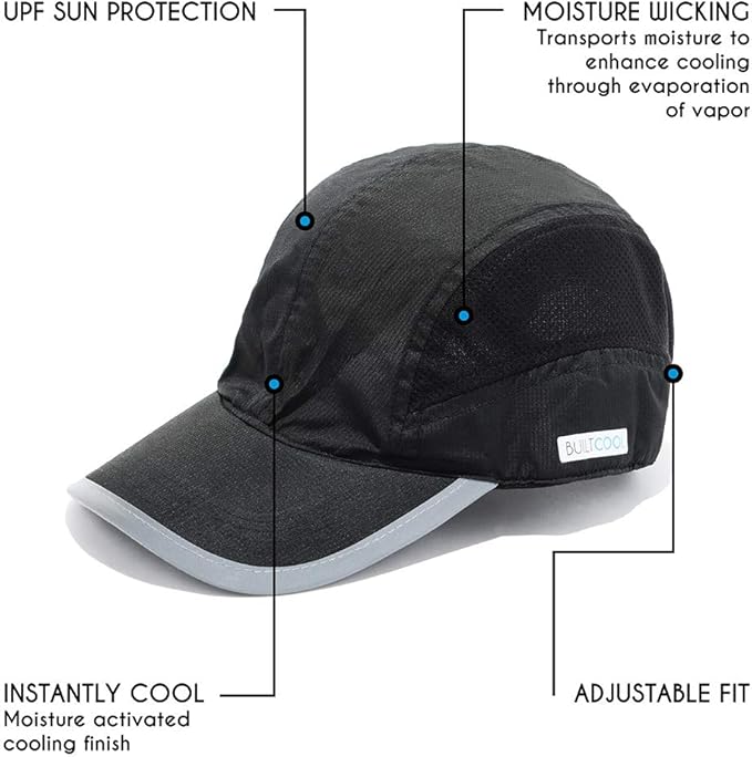 BUILTCOOL Adult Cooling Baseball Hat ??Men & Women Moisture Wicking, Mesh Back, Lightweight, Performance Ball Cap