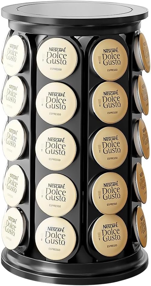 K Cups Holder,K Cup Carousel, Coffee Pods Storage Organizer Stand,New Modern Design, Home or Office Kitchen Counter Organizer（Capacity of 40 Pods, Black）