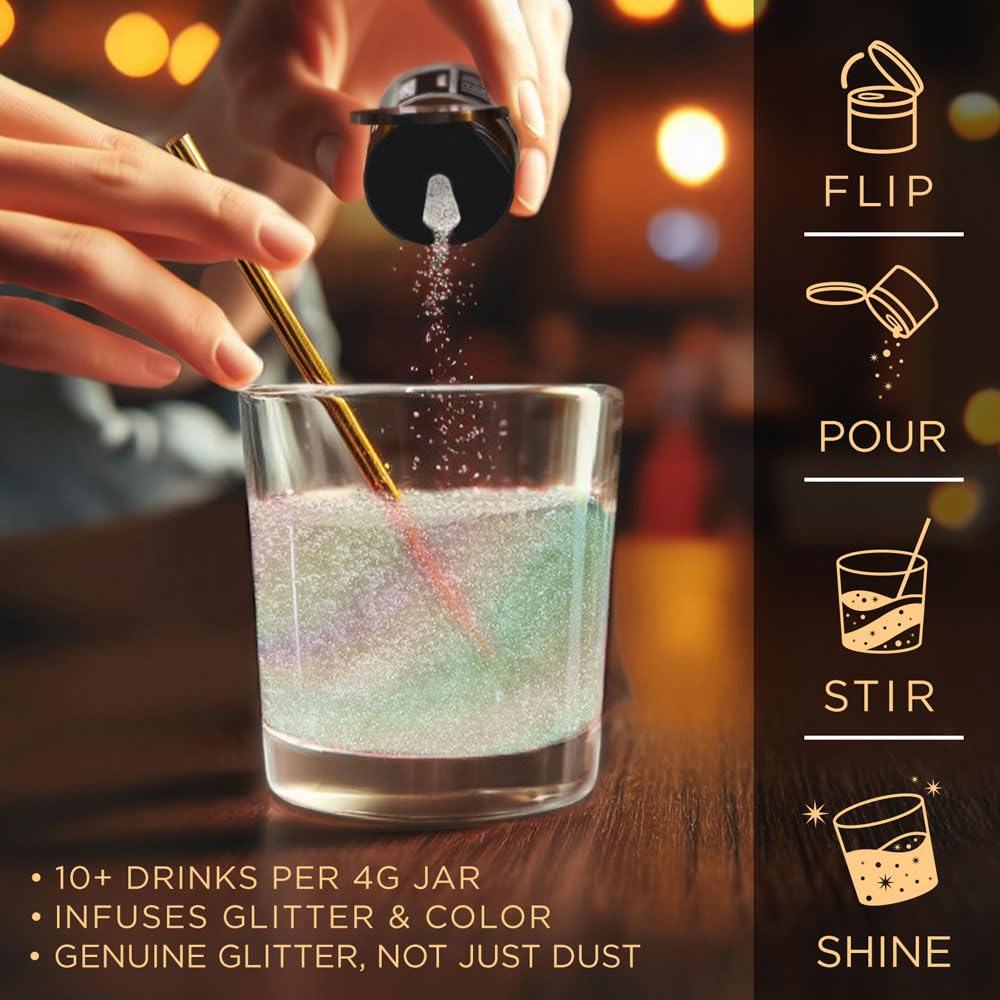 Gold Iridescent BREW GLITTER Edible Glitter For Drinks, Cocktails, Beer, Garnish Glitter & Beverages | KOSHER & HALAL Certified | 100% Edible & Food Grade | Vegan, Gluten, Nut Free (25g Spray Pump, Gold Iridescent)