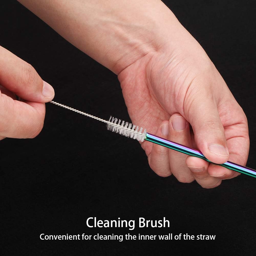[30 PCS] Value Pack Metallic Reusable Stainless Steel Straws Combinations, Tomorotec Home Metal Straw Sets with Cleaning Brushes, 15 Straight 15 Bent For Tumblers Beverage Drinks Cocktail (Colorful)