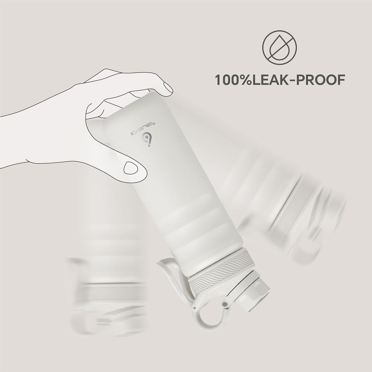 IDEUS Insulated Stainless Steel Water Bottle with 2 Leak-Proof Lids, Thermal Water Flask for Hiking Biking, 24oz, White